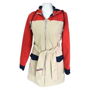 Tommy Hilfiger Women's Adaptive Colorblock Hooded Jacket Trench XXS
